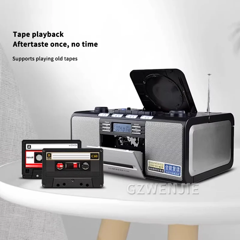 CD Player Cassette Player Combo AM FM Radio Plays AUX USB MP3 Stereo Sound Remote Control Tape Recording AC/DC Powered