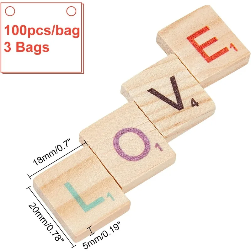 FRUHLING 100 Pezzi Lettere in Legno Scrabble A-Z Puzzle per Giochi da Tavolo, Matrimonio, Cornice Arte Fai da Te