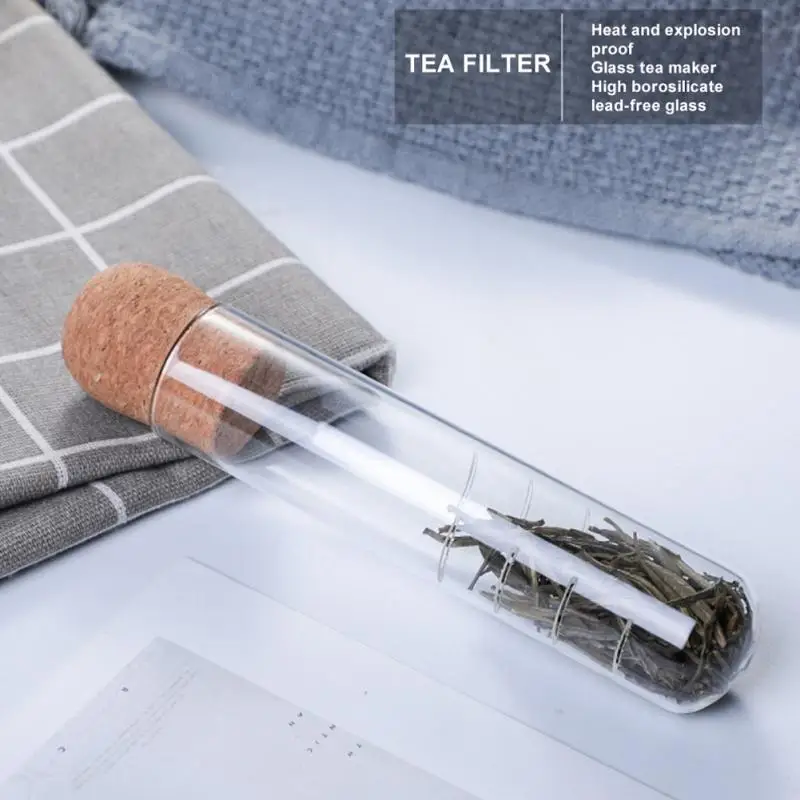 1PC Mini Transparent Tea Strainer Glass Tea Infuser Empty Bottle Brewing Test Tube Set Cork Glass Bottle Tube Kitchen Tools