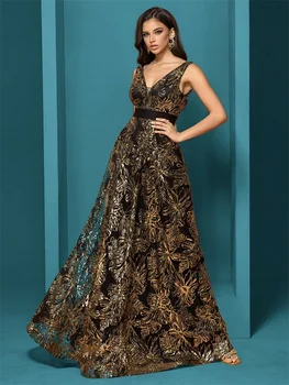 فساتين سهرة فاخرة مثيرة عميقة على شكل حرف v ترتر أزرق للنساء أنيقة على شكل حرف V لحفلات الزفاف فستان كوكتيل طويل للحفلات الراقصة 3