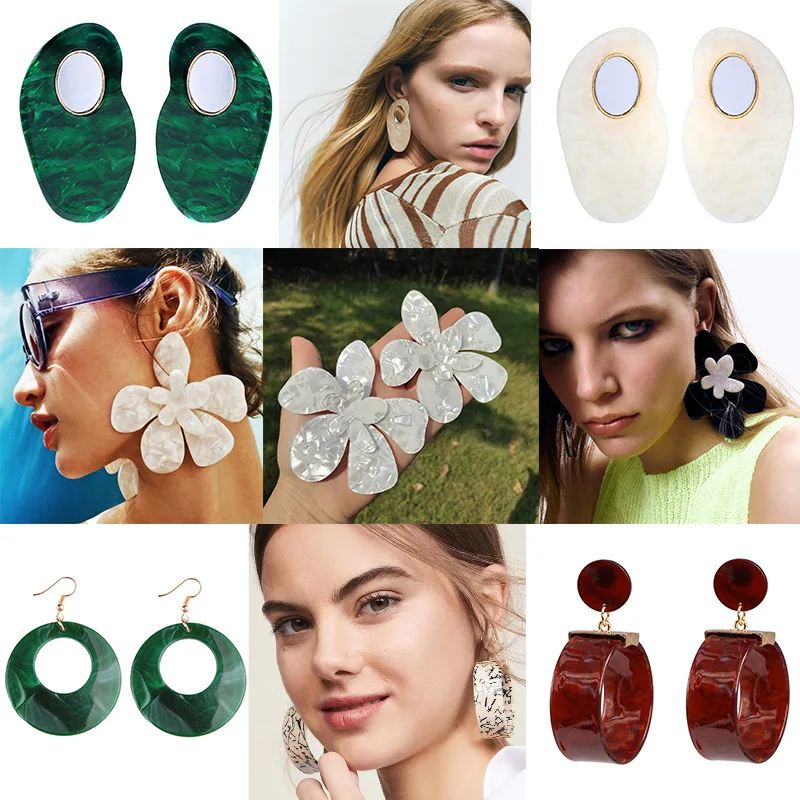 

Woman Exaggerated Multi-color Crylic Flower Earrings Wholesale Jewelry Gift