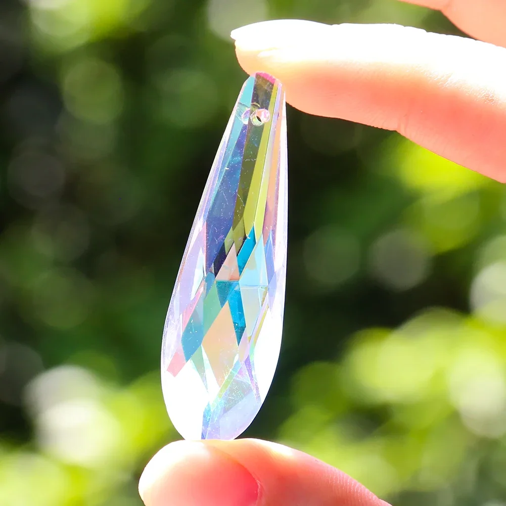 2PC 50mm Streamer AB Color Slender Angel Tears Faceted Prism Glass Crystal Rainbow Teardrops Sun Catcher Chandelier Lamp Dangle
