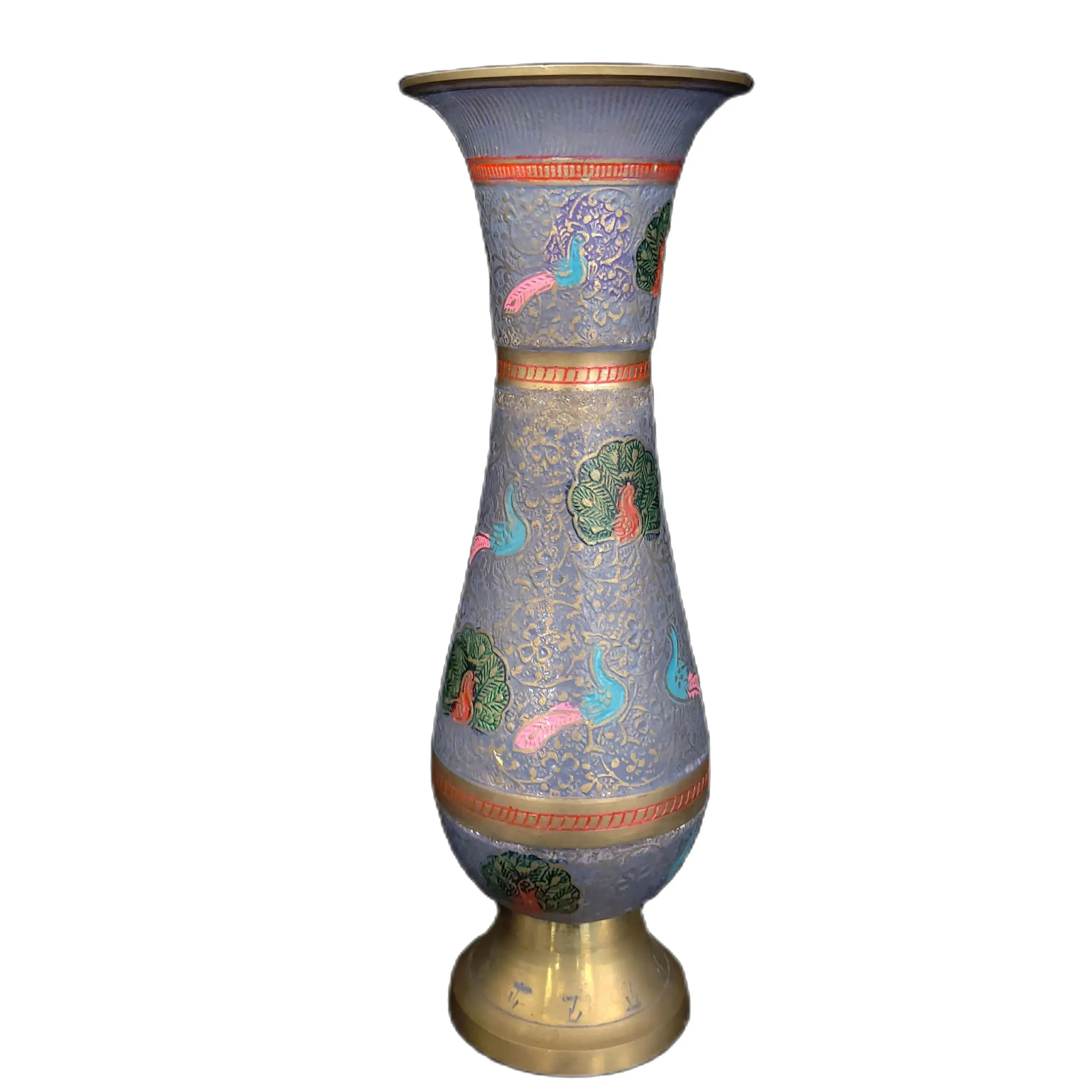 

Chinese Folk Collection Brass Cloisonne Hand Painted Peacock Pattern Vase Home decoration Ornaments Exhibits