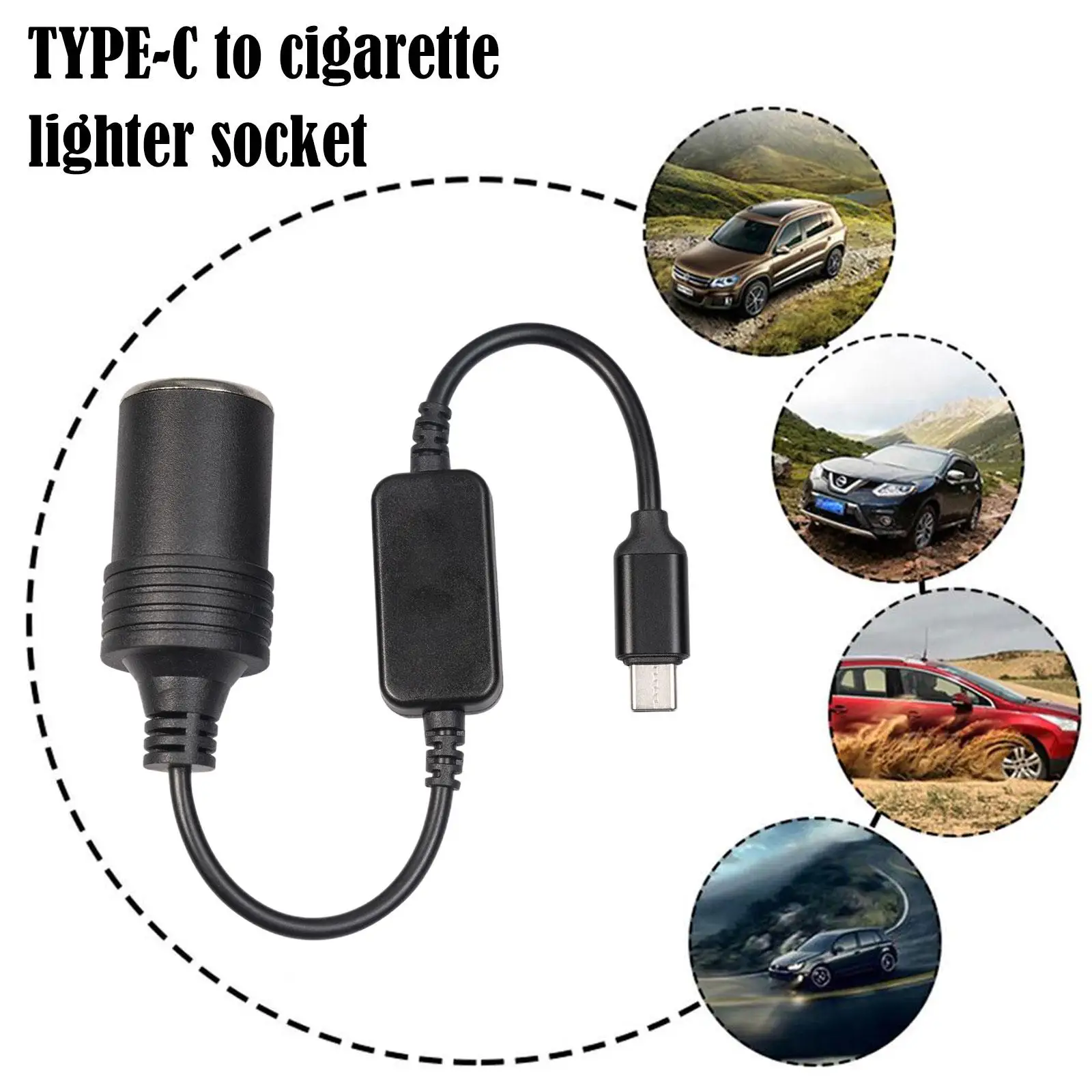 USB C PD Typ C Stecker auf 12V Auto Zigarette Leichter Buchse Weibliche  Schritt Up Kabel für Fahren Recorder GPS E-Hund Auto Fan