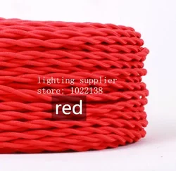 Gold Knitted Fabric Electrical Wire for Vintage Pendant Lighting Decoration (Red)