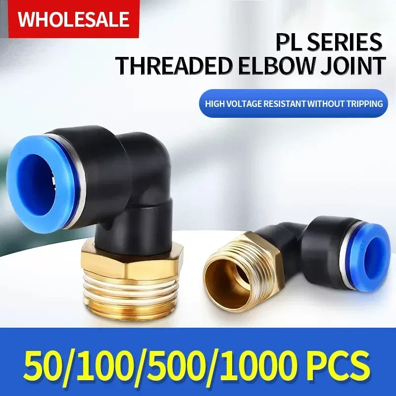 

PL pneumatic connector 4mm-12mm hose OD 1/8 "1/4" 3/8 "1/2" male pneumatic thread tube elbow connector tube Air Push In mount