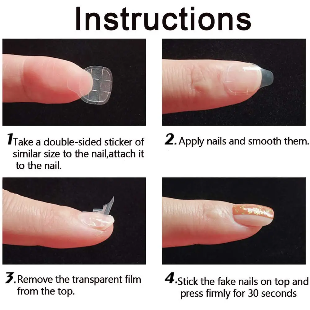 240pcs Double Sided False Nail Art Adhesive Tape Glue, DIY Fake Acrylic Nail Manicure Gel,Jelly Clear Waterproof Tabs Nail Glue 6