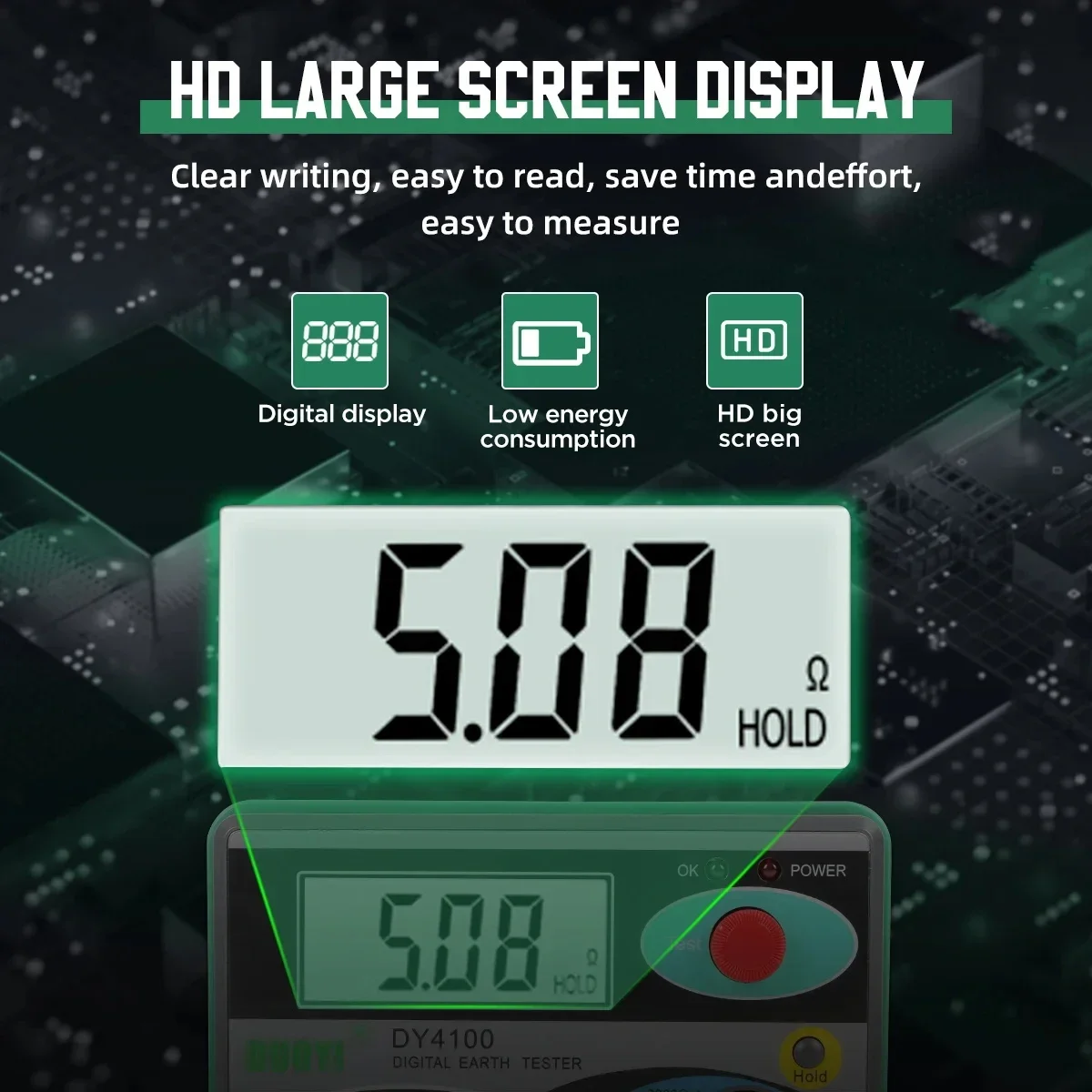 Description Picture 5 of itemDY4100 Digital Earth Ground Resistance Meter Meg-ohmmeter 0-2000 Ohm Electrician Resistance Tester Voltage Measuring Instruments