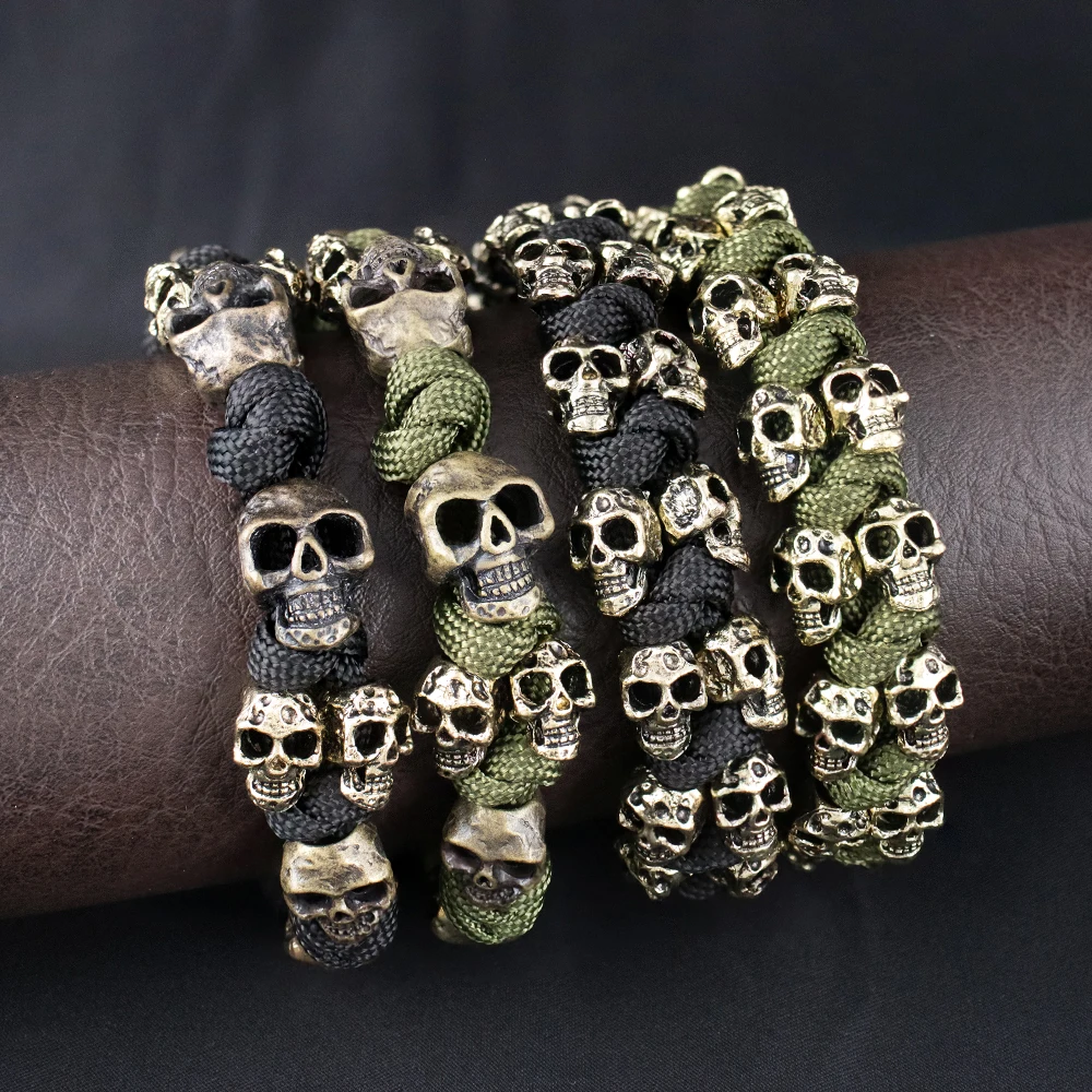 Trend ige beliebte Schädel Armbänder für Männer Geschenk Vintage Skelett verstellbare gewebte Armreif Punk Hip Hop Motorrad Amulett männlichen Schmuck