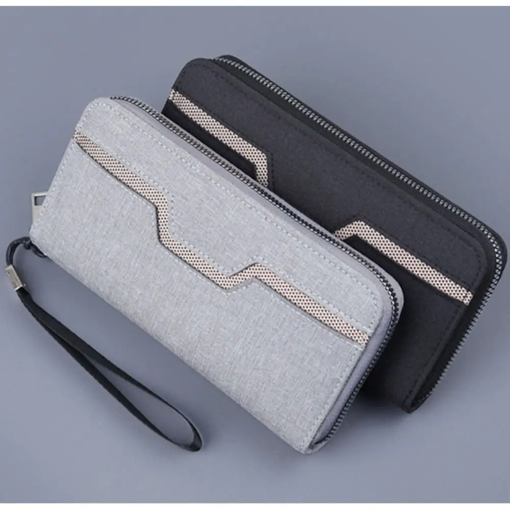 

Zipper Long Wallet New Canvas Large Capacity Card Holder Money Bag Men