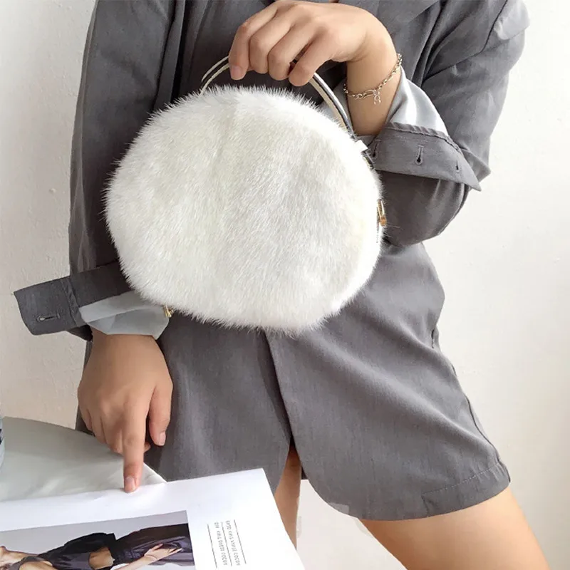Fashion New Women's Bags High-end Mink Fur Bags Mink Literary Women's Shoulder Bags Niche Design Messenger Bags Trendy Handbags