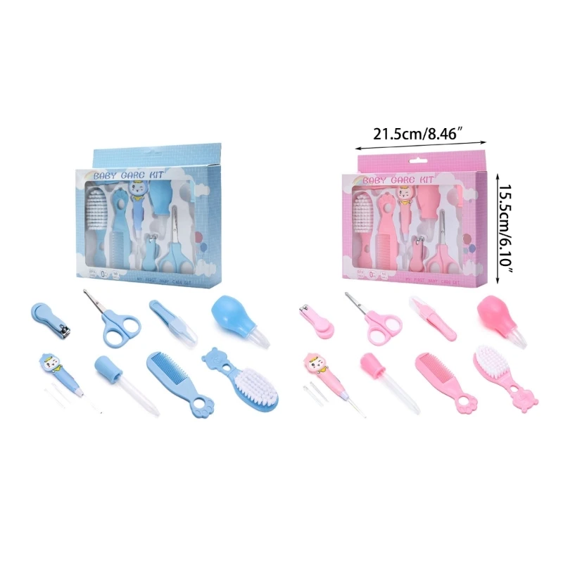 8-pieces/set Newborn Baby Nails Trimmer Hair Health Care Comb Grooming Brush Infant Essential Great Shower Gift