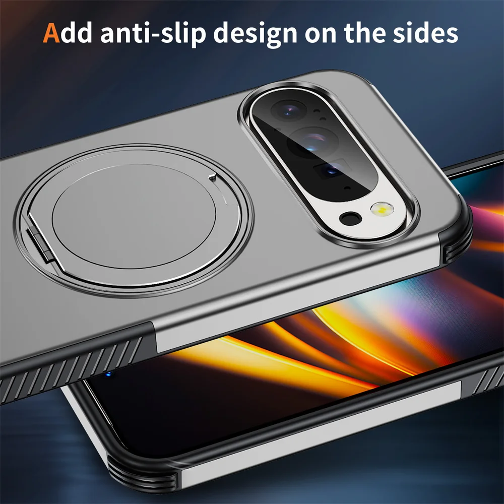 Luxury Magnet Rotating Fold Stand Magnetic Phone Case with Non-Slip Shockproof Armor Cover