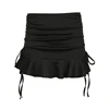 HEYounGIRL Low Waisted Ruffles Mini Skirt Black Skinny Drawstring Sexy Y2K Short Skirts Fashion Summer Casual Outfits Ladies 6