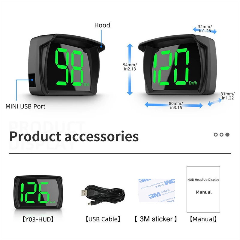  HUD Ʈ ڵ  ÷, GPS HUD  ӵ, ڵ  ׼, KMH HD ÷, ū ۲ MPH