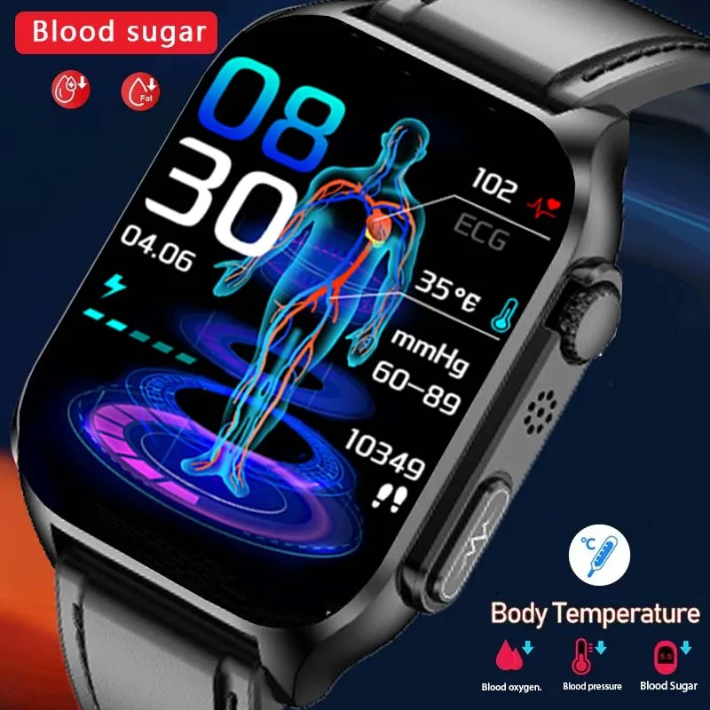남성 스마트 워치 고지혈증 온도 모니터링 시계, IP68 방수 ECG 및 PPG 혈당 측정기, 여성 3 종, 2023 신제품