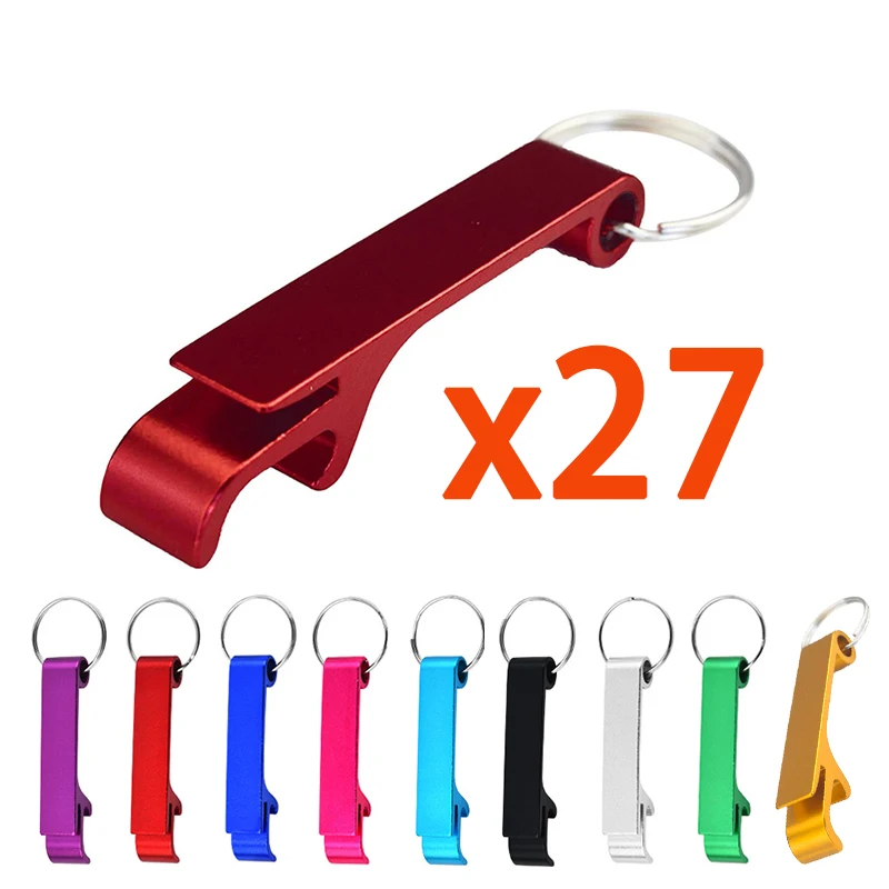 

27Pcs Aluminum Beer Bottle Openers Metal Keychain Bottle Opener Soda Keyring Tool for Kitchen Music Festival Wedding Party