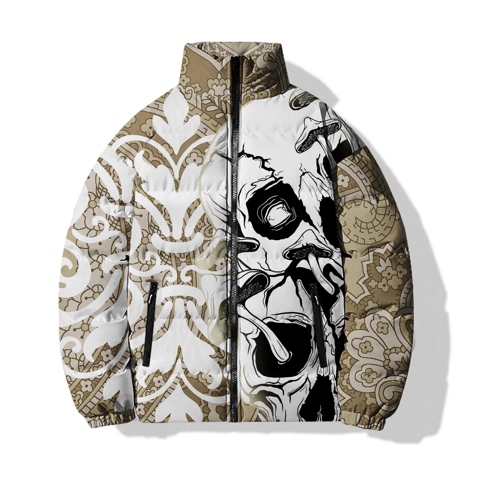 thumbnail image 1 of Abrigos de invierno para hombre, parkas personalizadas con estampado de calavera y monstruo, chaquetas acolchadas de moda para hombre, abrigo informal y versátil para hombre, nuevo, 1 of 4