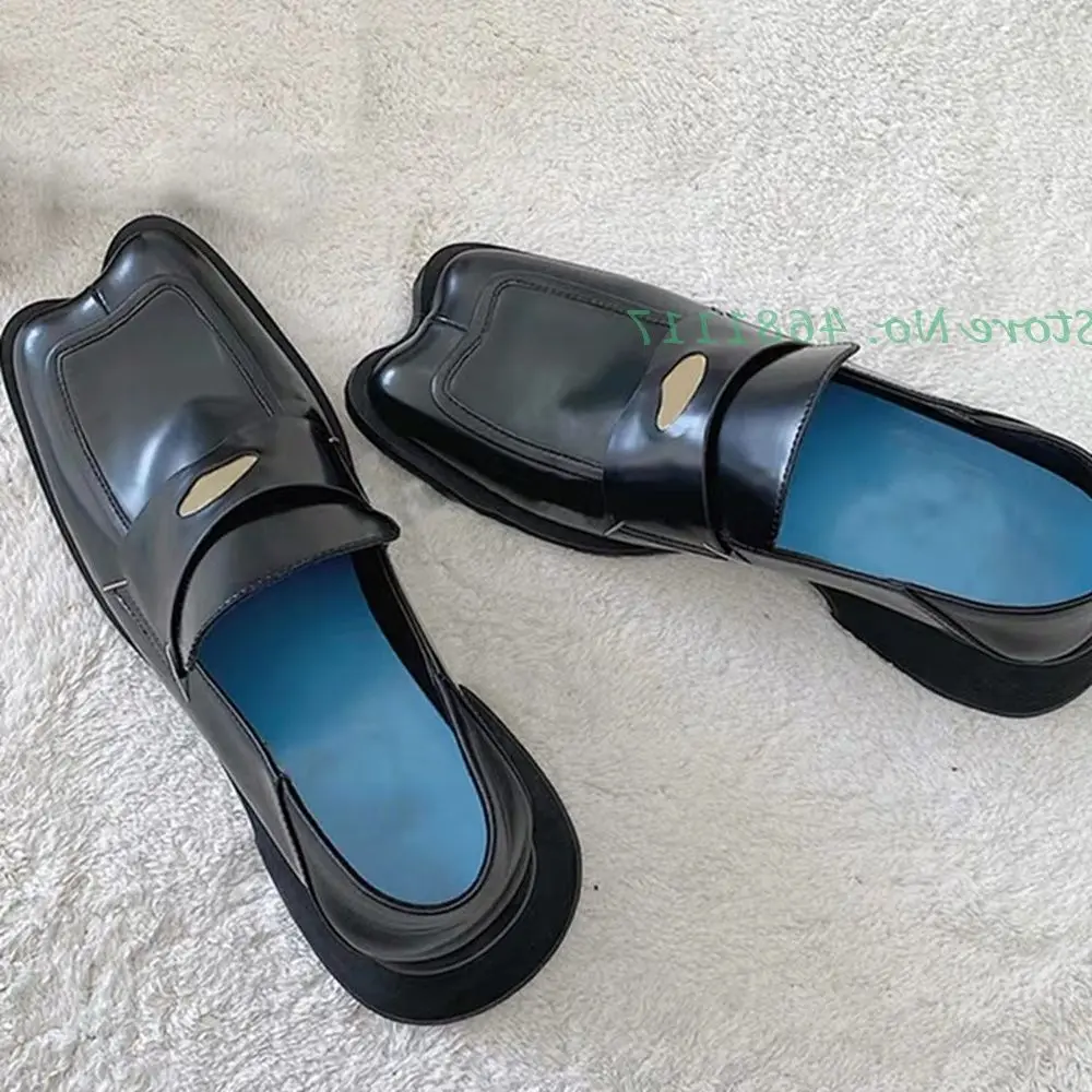 

Retro Concave Toe Shallow Leather Shoes Women's 2022 Spring British Style Boots Low Chunky Heels Ladies Black Chic Short Boots