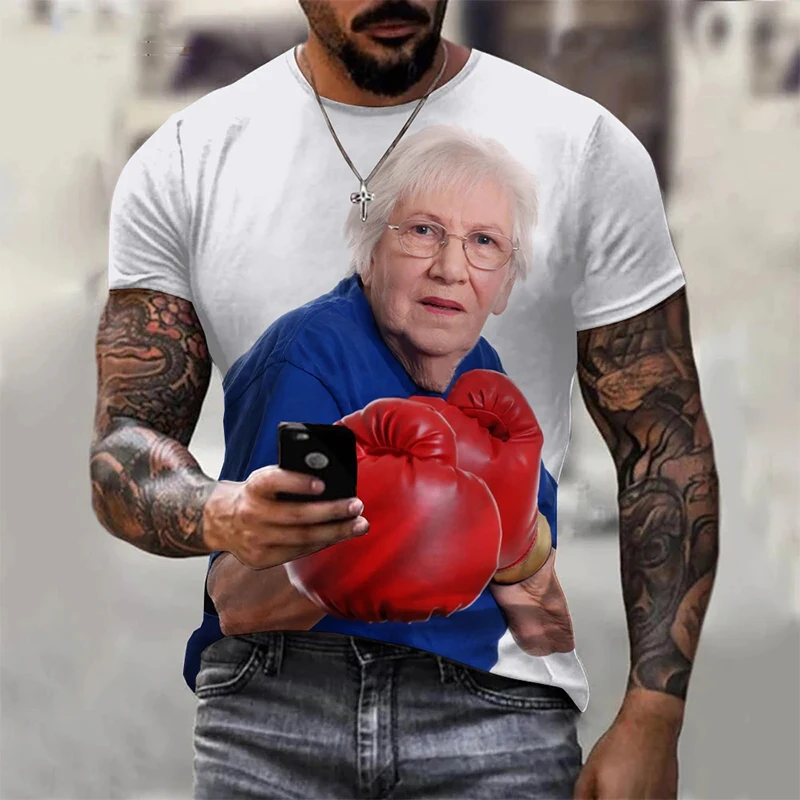 

Summer Fashion Elderly Movement Picture T Shirts For Men Casual 3D Print Tees Hip Hop Personality Round Neck Short Sleeve