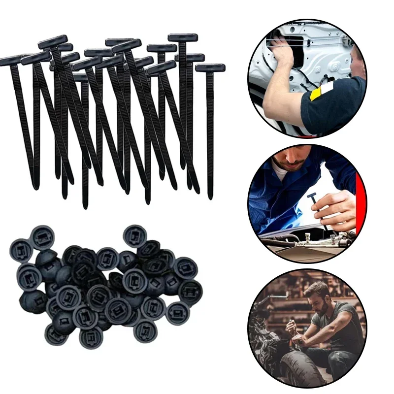 Nylon Cable Tie Buckle Universal Auto Fastener Screw Replacement Clip Car Fender Trunk Engine Guard Panel Wire Management Secure