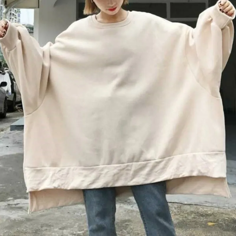 Women Oversized Sweatshirts 2023 Khaki Tops Fall Heart Print Pullover White Hoodie Long Sleeve Streetwear Drop Shipping 5XL4XL