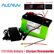 

New 12v 50Ah 18650 Lithium Battery Pack Suitable for Solar Energy and Electric Vehicle Battery Power Display +12.6v 3A Charger