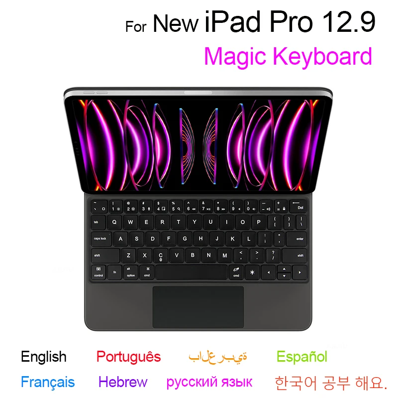 Magic Keyboard para Ipad Pro 2023 6ª Geração 12.9 Air Pro 11 12.9 Tablet com Retroiluminação Russo Português Espanhol Francês