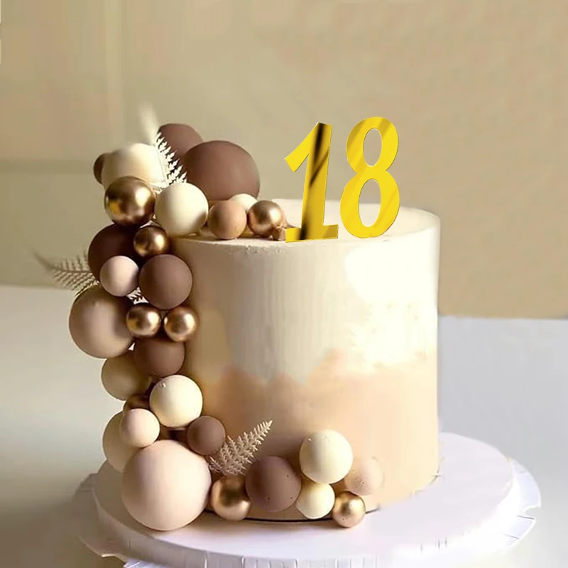 40 Pz Decorazioni Per Torta Di Compleanno Marrone Blush Golden Balls Cake Decor Toppers Acrilico Numero Topper Fai Da Te Compleanno Torta Nuziale Dec