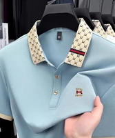 Marque de luxe B lettre en relief polo à manches courtes hommes été léger respirant nouvelle mode couleur bloquée revers T-shirt 5