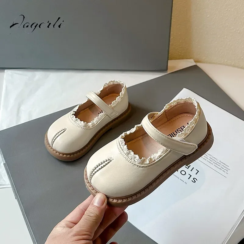 Girls' PU Leather Shoes Soft-soled Children's Baby Shoes Split-toed Children's School Student Princess Size 22-33