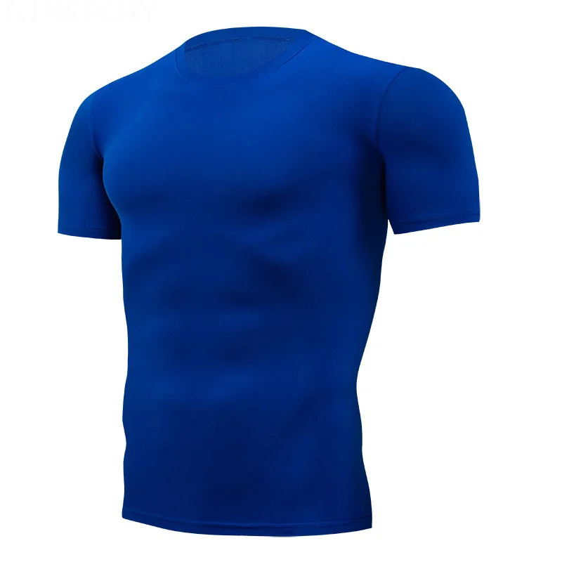 Men's Compression T-shirt Running Breathable Football Suit Fitness Tight Sportswear Riding Short Sleeve