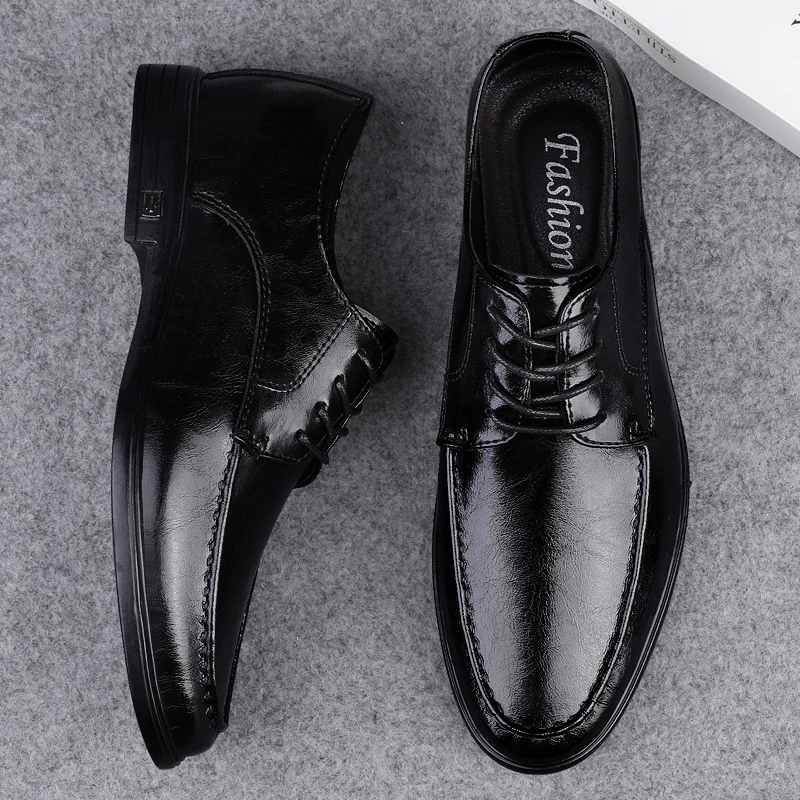 Casual Leather Shoes Men Breathable Male Dress Footwear Brogue Oxford Shoes for Men Soft Business Evening Dress
