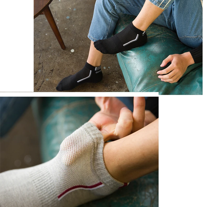 5 Pairs/Lot Spring Summer Men's Socks Breathable Ankle Cotton Sport Socks Mesh Casual Athletic Thin Short Sokken Size 38-48