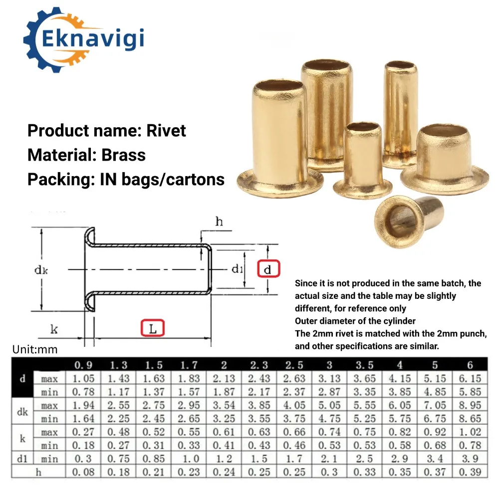 M0.9 M1.0 M1.1 M1.2 M1.3 M1.5 M2 M2.5 GB876 Brass Hollow Tubular Rivets Double-sided Circuit Board PCB Nails 200PCS rivets and fasteners rivets and screws