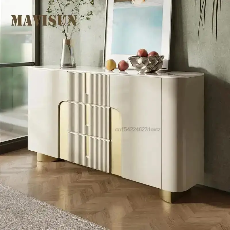 Modern Minimalist Sideboard Buffet Slate Cupboard Living Room Furniture Entrance Hall Console Table Kitchen Cabinets In White
