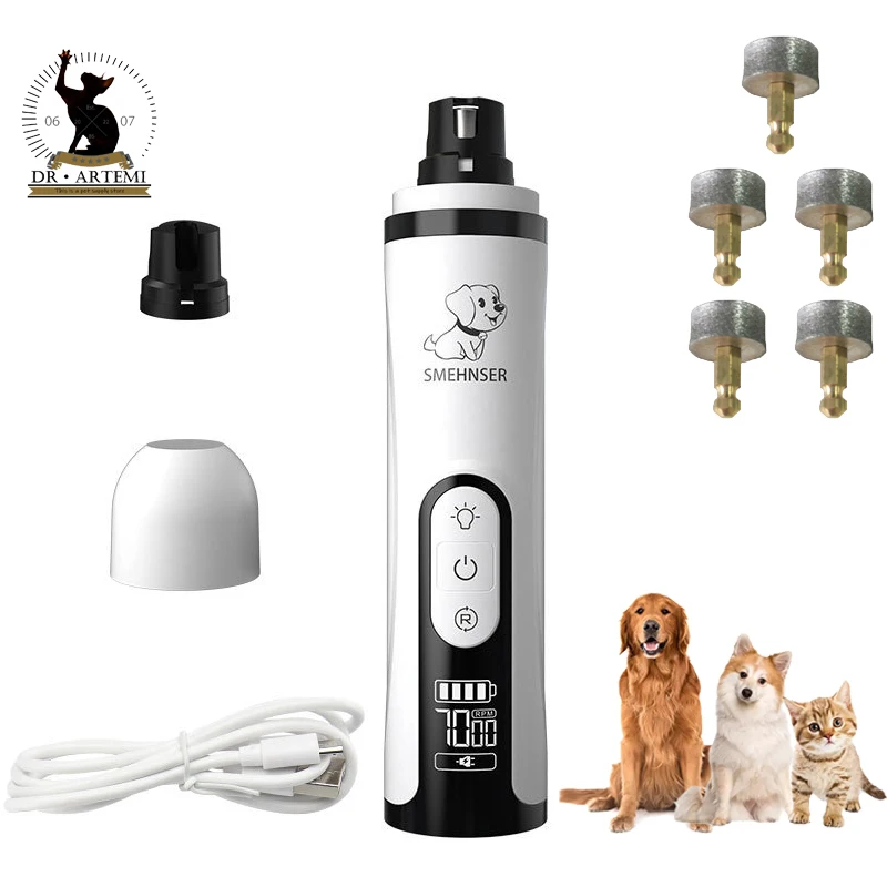 USB Rechargeable Pet Nail Grinder Nail Cutter LCD Screen Grooming Trimmer Electric LED Light Cat Pet Dogs Clippers Paws pet nail grinder