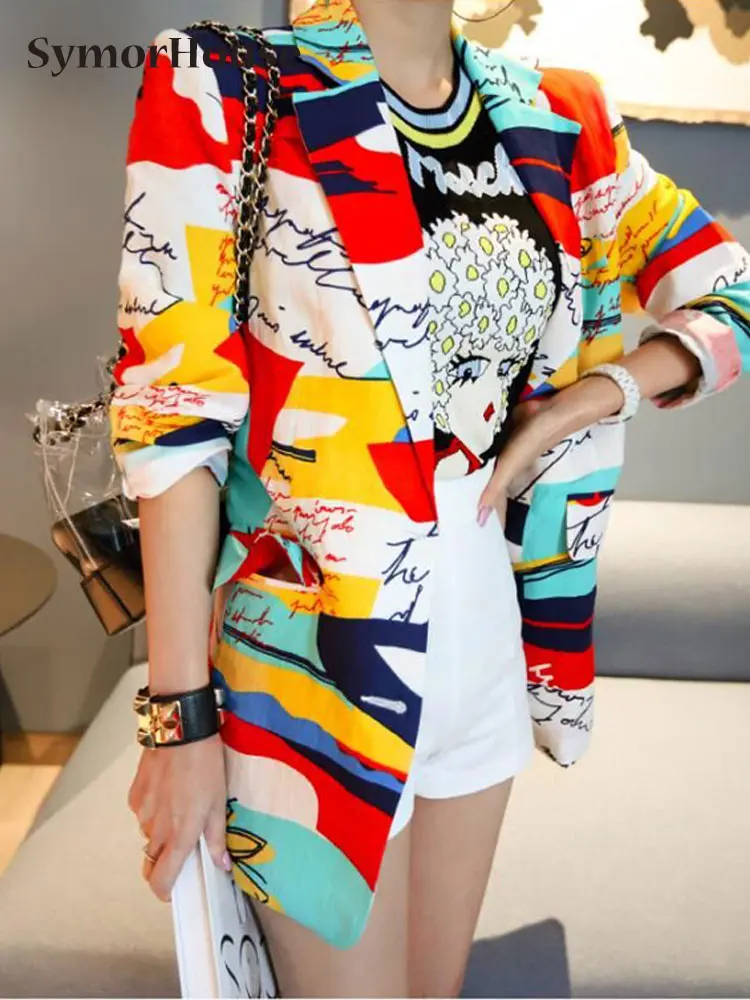 

Spring Autumn Winter Temperament Coat Jacket Women Fashion Chic Office Lady Prints Long Sleeve Slim Thin Blazer Female