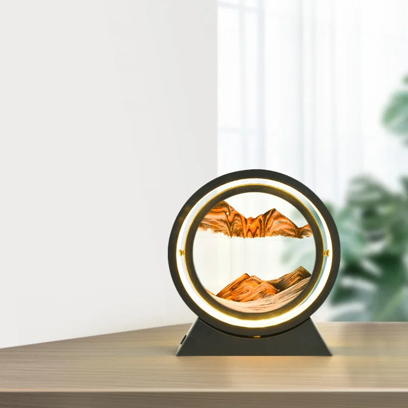 

Mobile Sand Paiting LED Table Lights Natural Landscape Lamps for Bedroom Living Room Decor Gift 3 Color Lights Indoor Desk Light