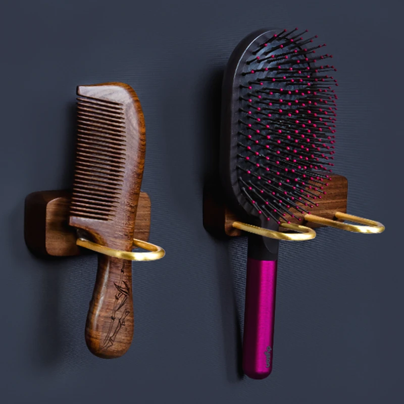 Schwarzer Walnuss-Kammhalter, Badezimmer-Accessoires, Toilette, Schlafzimmer, Badezimmer, Aufbewahrung, Aufbewahrungsregal, Kamm, Innendekoration