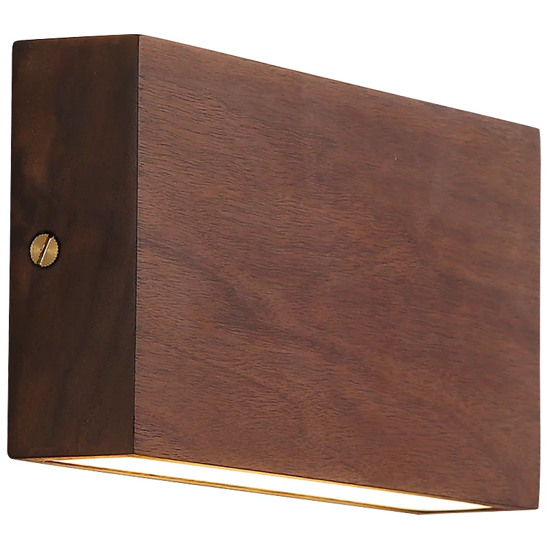 IWHD Simple Art LED Wall Light Sconce Indoor Bedroom Restaurant Living Room Walnut Wood Nordic Comtemporary Bedside Lamp Lampara 6