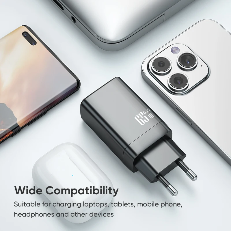 AUFU GaN USB Type C Charger 65W 45W PPS PD QC4.0 3.0 Quick Charger For Macbook Laptop IPAD Tablet iPhone 15 14 Samsung S23 Ultra