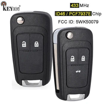 KEYECU 433MHz ID46 / PCF7937E Chip 5WK50079, B01T3BA Remote Key Fob for Opel Vauxhall Astra J Insignia Cascade Corsa Adam Viva 1