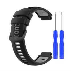 Silicone Sport Watch Band - Premium Smart Watch Wrist Strap Accessory (Black Gray)