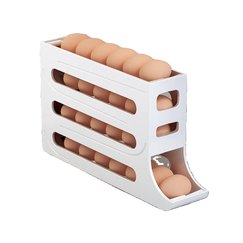 4-layer egg storage box automatic sliding egg roller refrigerator side door special fresh-keeping egg tray finishing device