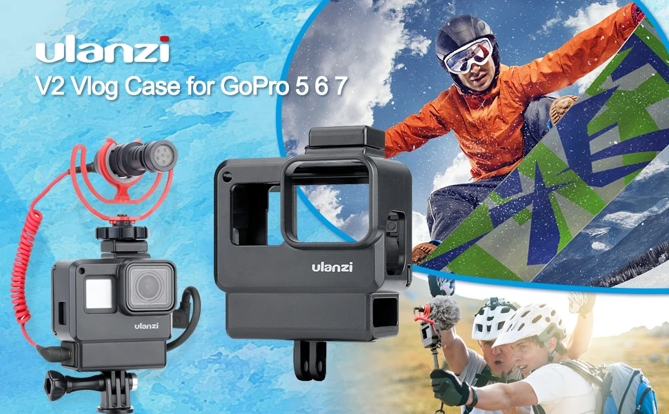 Description Picture 6 of itemULANZI V2 for Gopro Camera Cage Case Frame for Gopro 7 6 5 Action Camera Vlog Accessories with Cold Shoe for Microphone Light