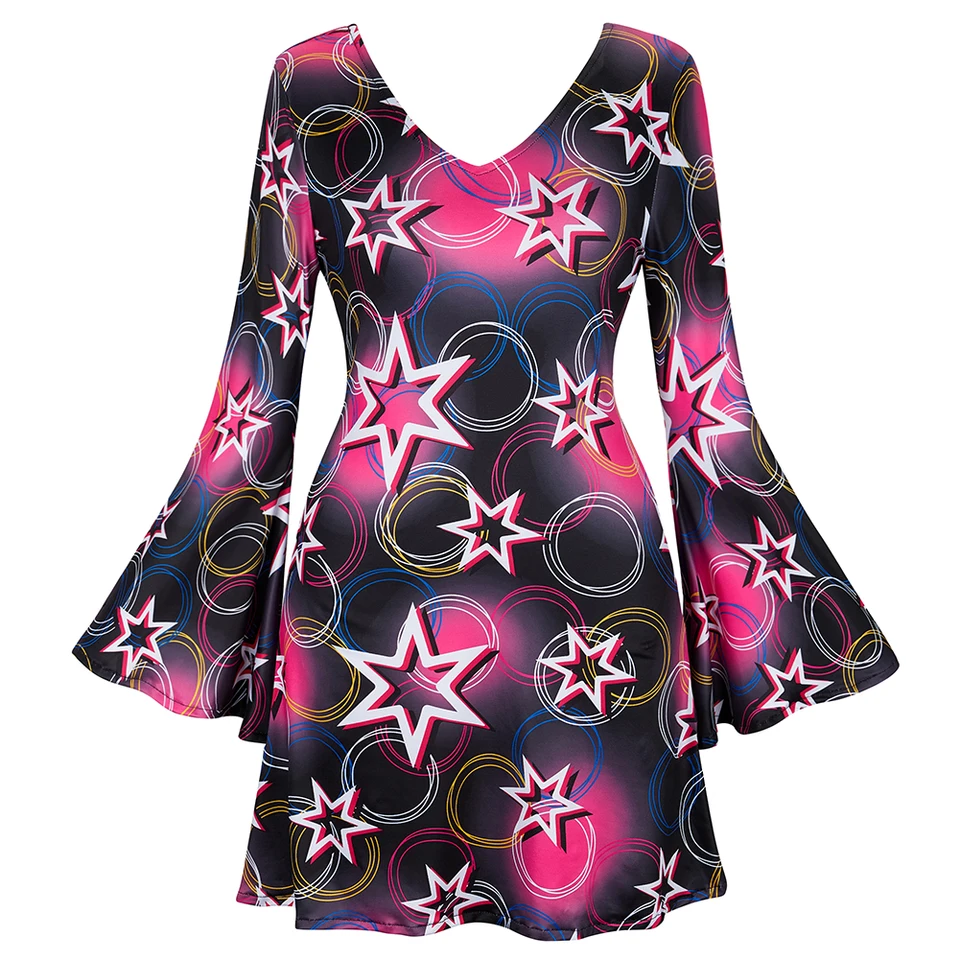 Disco Dress For Women Fancy Hippie Dance Costume 60s 70s 80s 90s Retro  Print Disco Outfit Plus Size Party Carnival Costumes - AliExpress 200000345