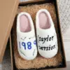 Music Idol 1989 Taylor Letter Embroidery stuffed Home Thick Sole plaid Furry Cotton Slippers Cute Warm Non-slip Indoor Slippers Gift for Friends 1