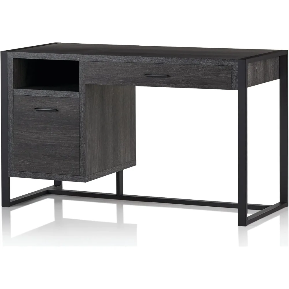 DeJori 51"W Writing Desk, Charcoal 6