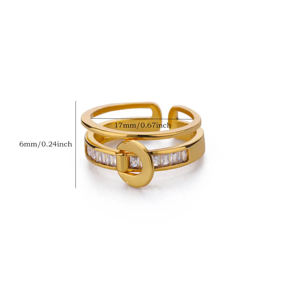 Zircon Rings Adjustable Stainless Steel Ring for Women